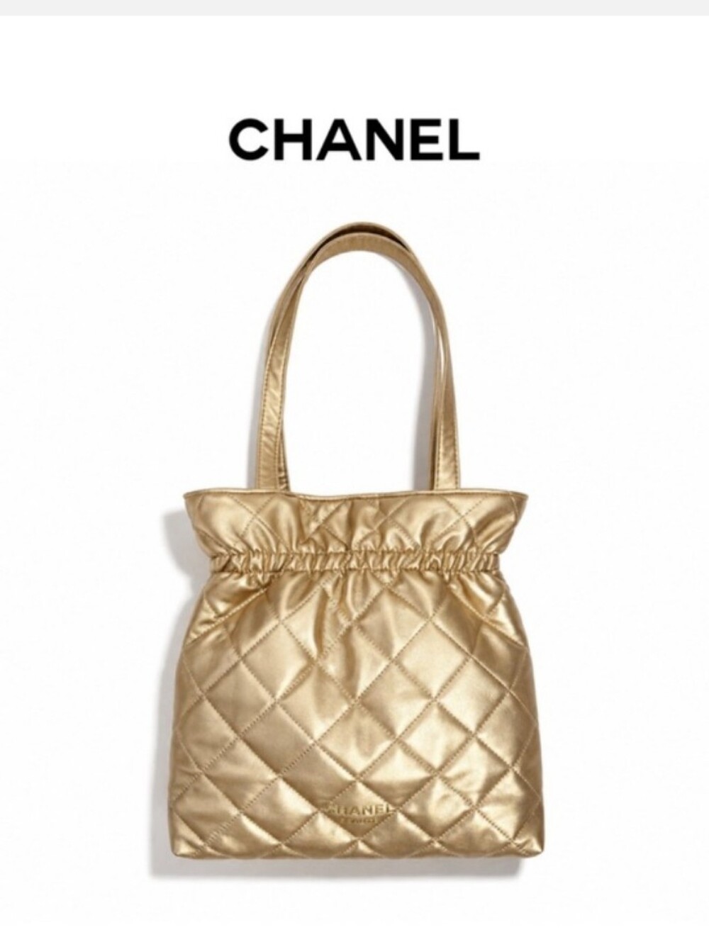 Metallic CHANEL Quilted Tote Bag (Gold )💛